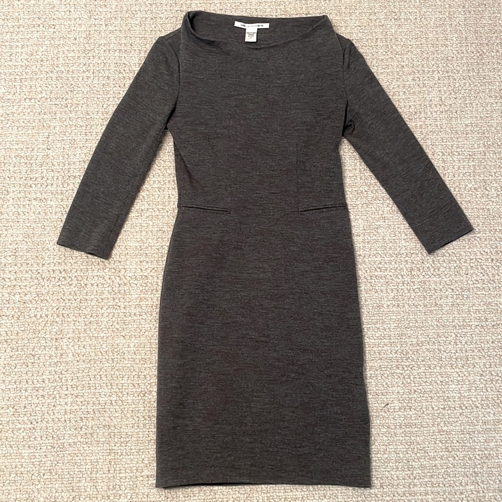 DVF Gray Boat Neck Dress
